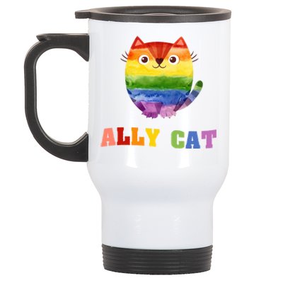 Ally Cat Lgbtq+ Ally Allies Cute Cat Pride Gift Stainless Steel Travel Mug