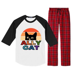 Ally Cat Lgbtqia2s+ Gift Raglan Sleeve Pajama Set