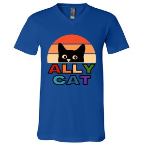 Ally Cat Lgbtqia2s+ Gift V-Neck T-Shirt