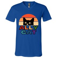 Ally Cat Lgbtqia2s+ Gift V-Neck T-Shirt