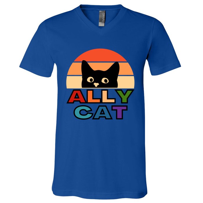 Ally Cat Lgbtqia2s+ Gift V-Neck T-Shirt