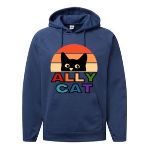 Ally Cat Lgbtqia2s+ Gift Performance Fleece Hoodie