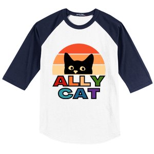 Ally Cat Lgbtqia2s+ Gift Baseball Sleeve Shirt