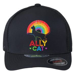 Ally Cat LGBT Pride Ally Cat With Rainbow Flexfit Unipanel Trucker Cap