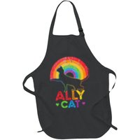 Ally Cat LGBT Pride Ally Cat With Rainbow Full-Length Apron With Pockets