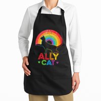 Ally Cat LGBT Pride Ally Cat With Rainbow Full-Length Apron With Pockets