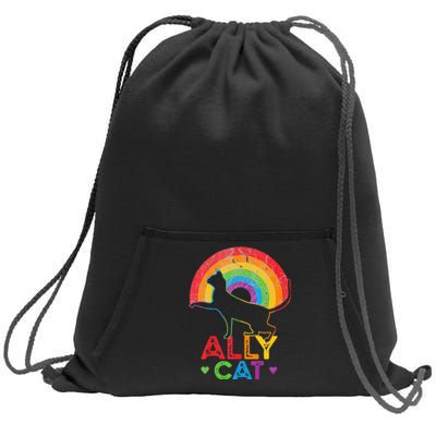 Ally Cat LGBT Pride Ally Cat With Rainbow Sweatshirt Cinch Pack Bag