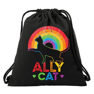 Ally Cat LGBT Pride Ally Cat With Rainbow Drawstring Bag