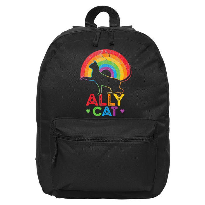 Ally Cat LGBT Pride Ally Cat With Rainbow 16 in Basic Backpack