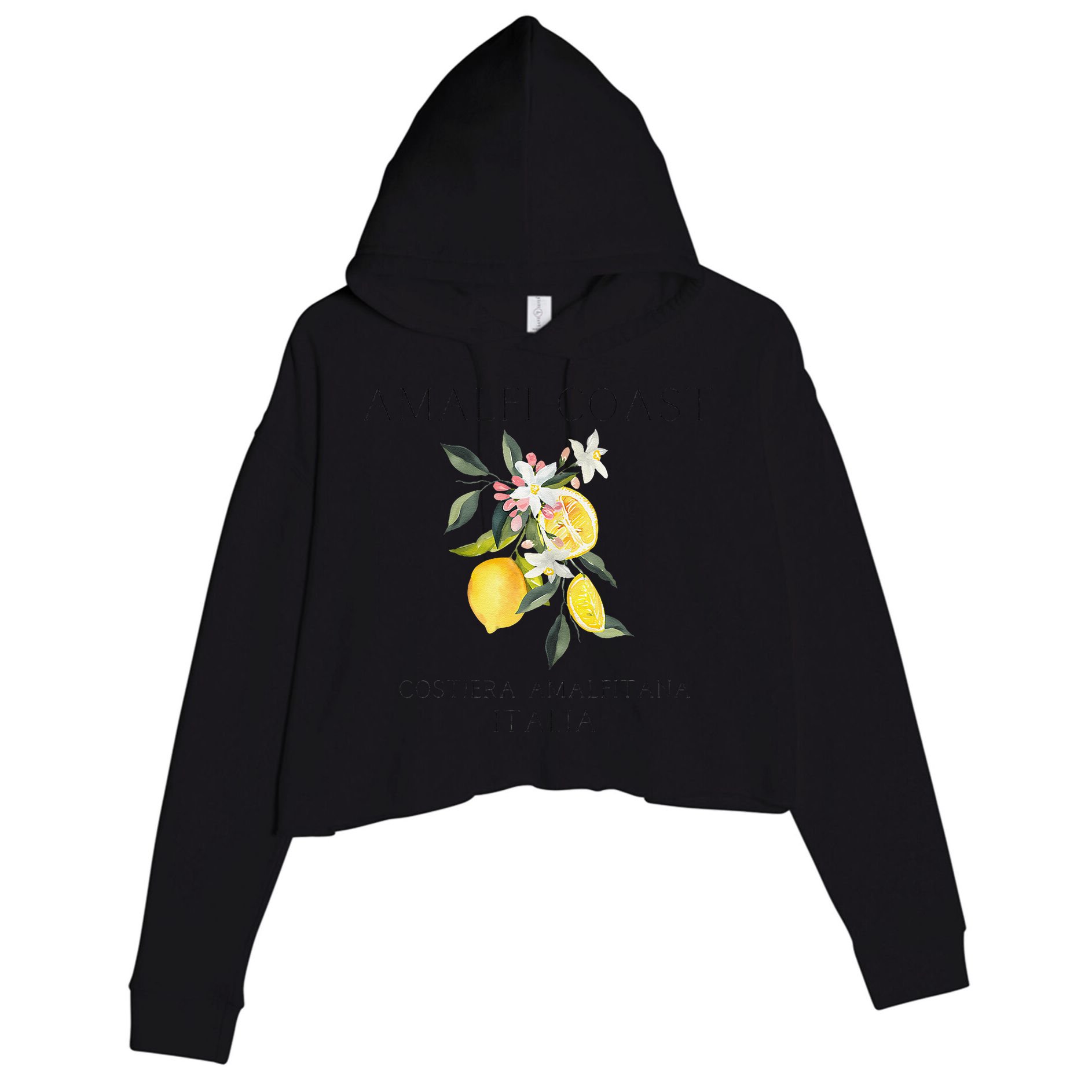Amalfi Coast Lemons Amalfiana Italy Crop Fleece Hoodie