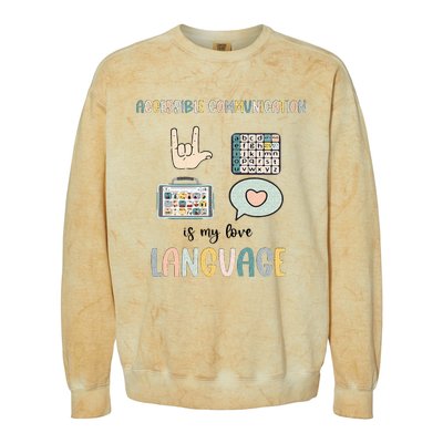 Accessible Communication Love Language AAC SLP Valentines Colorblast Crewneck Sweatshirt