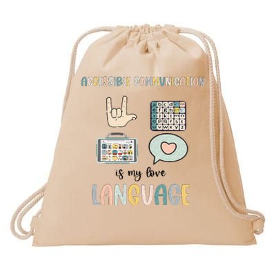 Accessible Communication Love Language AAC SLP Valentines Drawstring Bag