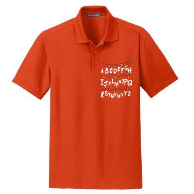 Alphabet Christmas Lights Stranger Dry Zone Grid Polo