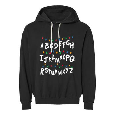 Alphabet Christmas Lights Stranger Garment-Dyed Fleece Hoodie