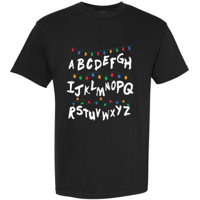 Alphabet Christmas Lights Stranger Garment-Dyed Heavyweight T-Shirt