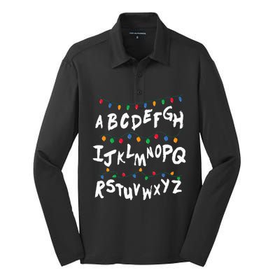 Alphabet Christmas Lights Stranger Silk Touch Performance Long Sleeve Polo