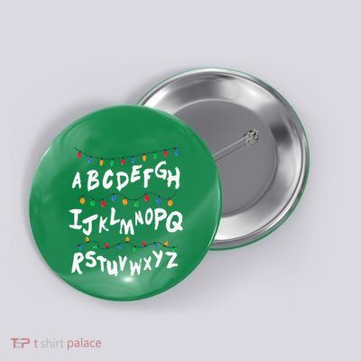 Alphabet Christmas Lights Stranger Button