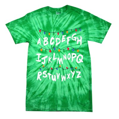 Alphabet Christmas Lights Stranger Tie-Dye T-Shirt