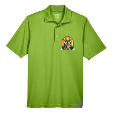 Abyssinian Cat Leprechaun Funny St Patricks Day Funny Gift Men's Origin Performance Piqué Polo