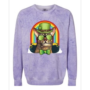 Abyssinian Cat Leprechaun Funny St Patricks Day Funny Gift Colorblast Crewneck Sweatshirt