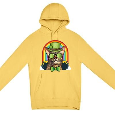 Abyssinian Cat Leprechaun Funny St Patricks Day Funny Gift Premium Pullover Hoodie