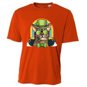 Abyssinian Cat Leprechaun Funny St Patricks Day Funny Gift Cooling Performance Crew T-Shirt