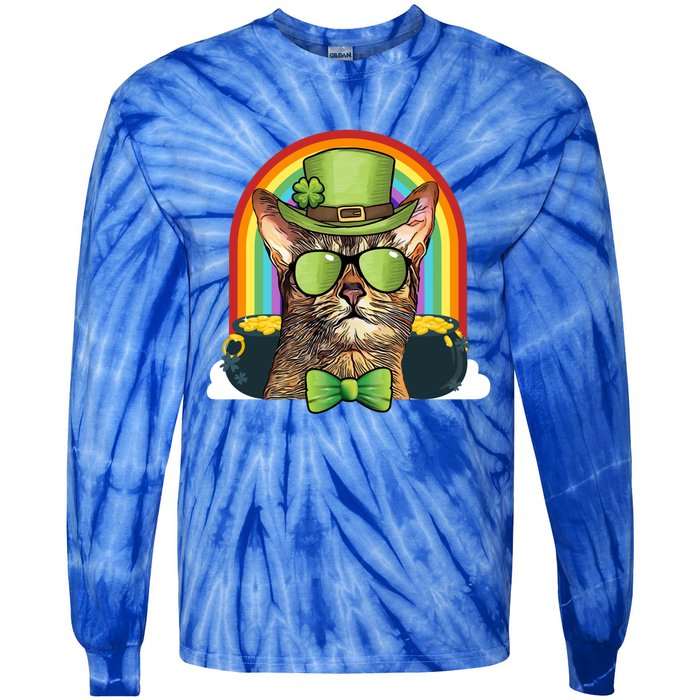 Abyssinian Cat Leprechaun Funny St Patricks Day Funny Gift Tie-Dye Long Sleeve Shirt