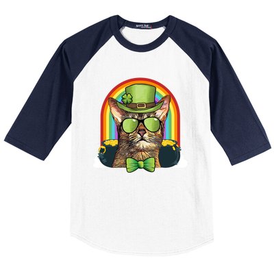 Abyssinian Cat Leprechaun Funny St Patricks Day Funny Gift Baseball Sleeve Shirt