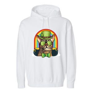 Abyssinian Cat Leprechaun Funny St Patricks Day Funny Gift Garment-Dyed Fleece Hoodie