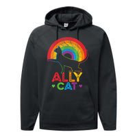 Ally Cat LGBT Pride Ally Cat With Rainbow Performance Fleece Hoodie