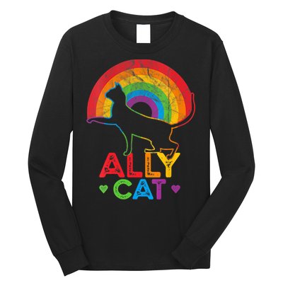 Ally Cat LGBT Pride Ally Cat With Rainbow Long Sleeve Shirt