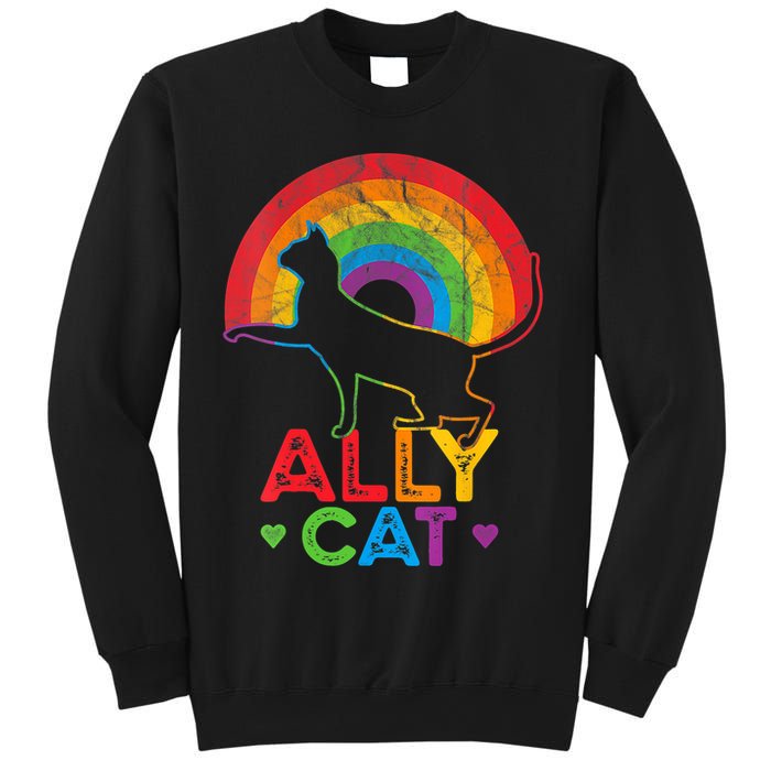 Ally Cat LGBT Pride Ally Cat With Rainbow Sweatshirt