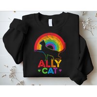 Ally Cat LGBT Pride Ally Cat With Rainbow Sweatshirt