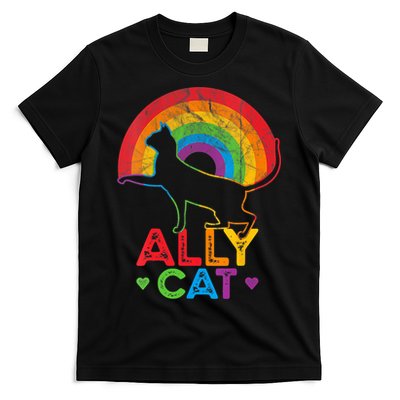 Ally Cat LGBT Pride Ally Cat With Rainbow T-Shirt