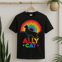 Ally Cat LGBT Pride Ally Cat With Rainbow T-Shirt