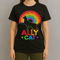 Ally Cat LGBT Pride Ally Cat With Rainbow T-Shirt
