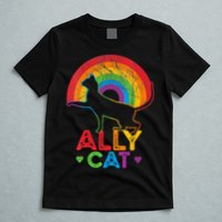 Ally Cat LGBT Pride Ally Cat With Rainbow T-Shirt
