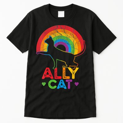 Ally Cat LGBT Pride Ally Cat With Rainbow Tall T-Shirt
