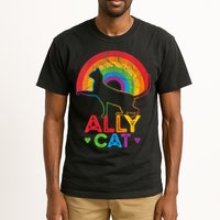 Ally Cat LGBT Pride Ally Cat With Rainbow Tall T-Shirt