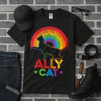 Ally Cat LGBT Pride Ally Cat With Rainbow Tall T-Shirt