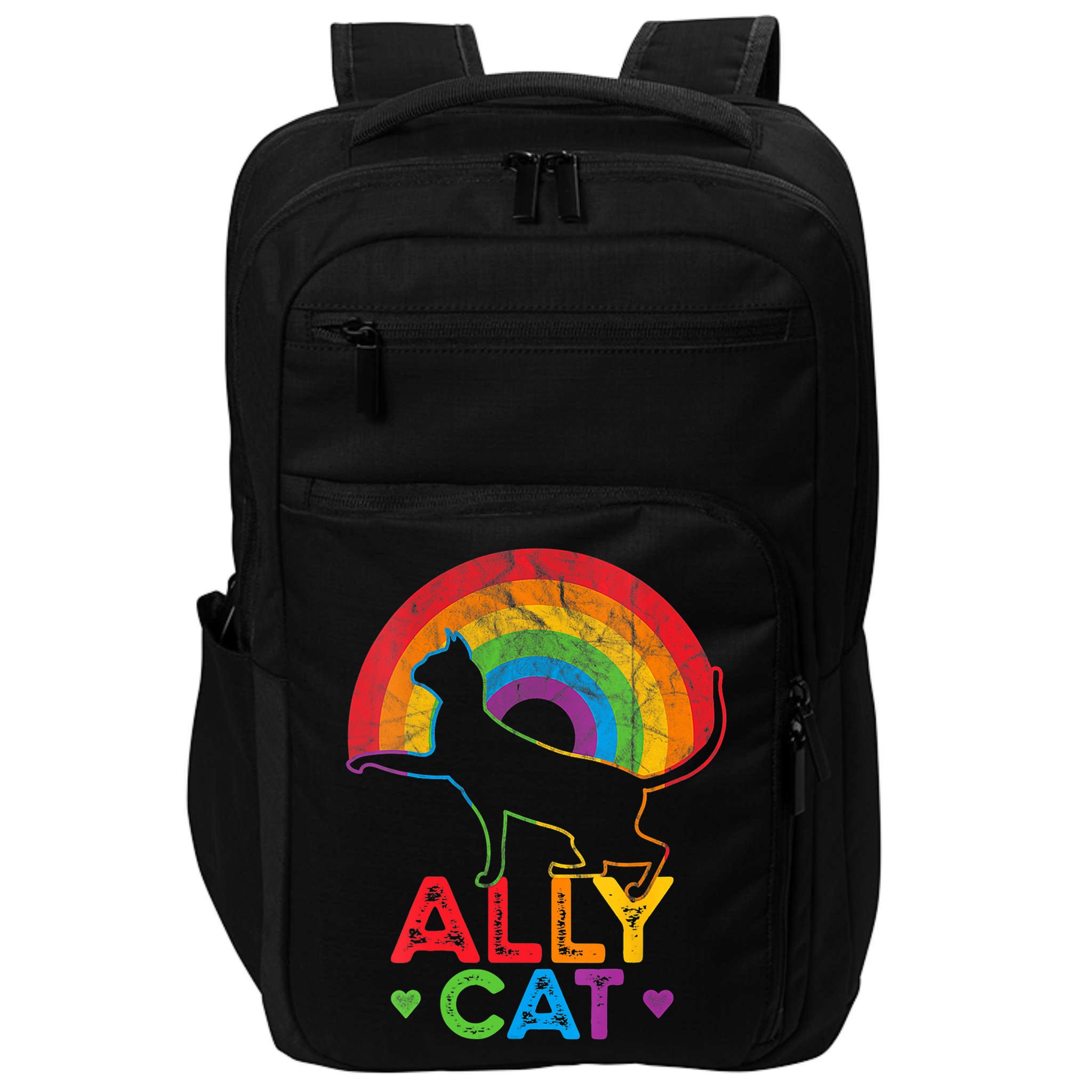 Ally Cat LGBT Pride Ally Cat With Rainbow Impact Tech Backpack