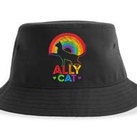Ally Cat LGBT Pride Ally Cat With Rainbow Sustainable Bucket Hat