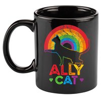 Ally Cat LGBT Pride Ally Cat With Rainbow 11oz C Handle Ceramic Mug