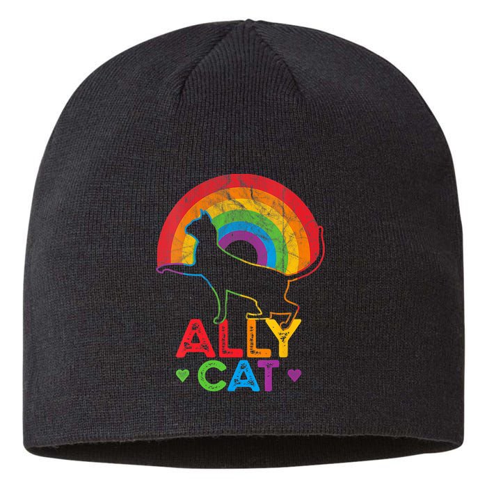 Ally Cat LGBT Pride Ally Cat With Rainbow Sustainable Beanie