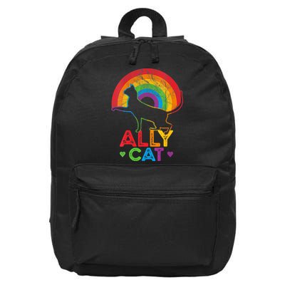 Ally Cat LGBT Pride Ally Cat With Rainbow 16 in Basic Backpack