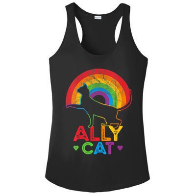 Ally Cat LGBT Pride Ally Cat With Rainbow Ladies PosiCharge Competitor Racerback Tank