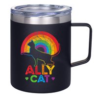 Ally Cat LGBT Pride Ally Cat With Rainbow 12oz Stainless Steel Coffee Mug