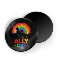 Ally Cat LGBT Pride Ally Cat With Rainbow Magnet