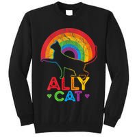 Ally Cat LGBT Pride Ally Cat With Rainbow Tall Sweatshirt