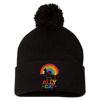 Ally Cat LGBT Pride Ally Cat With Rainbow Pom Pom 12in Knit Beanie